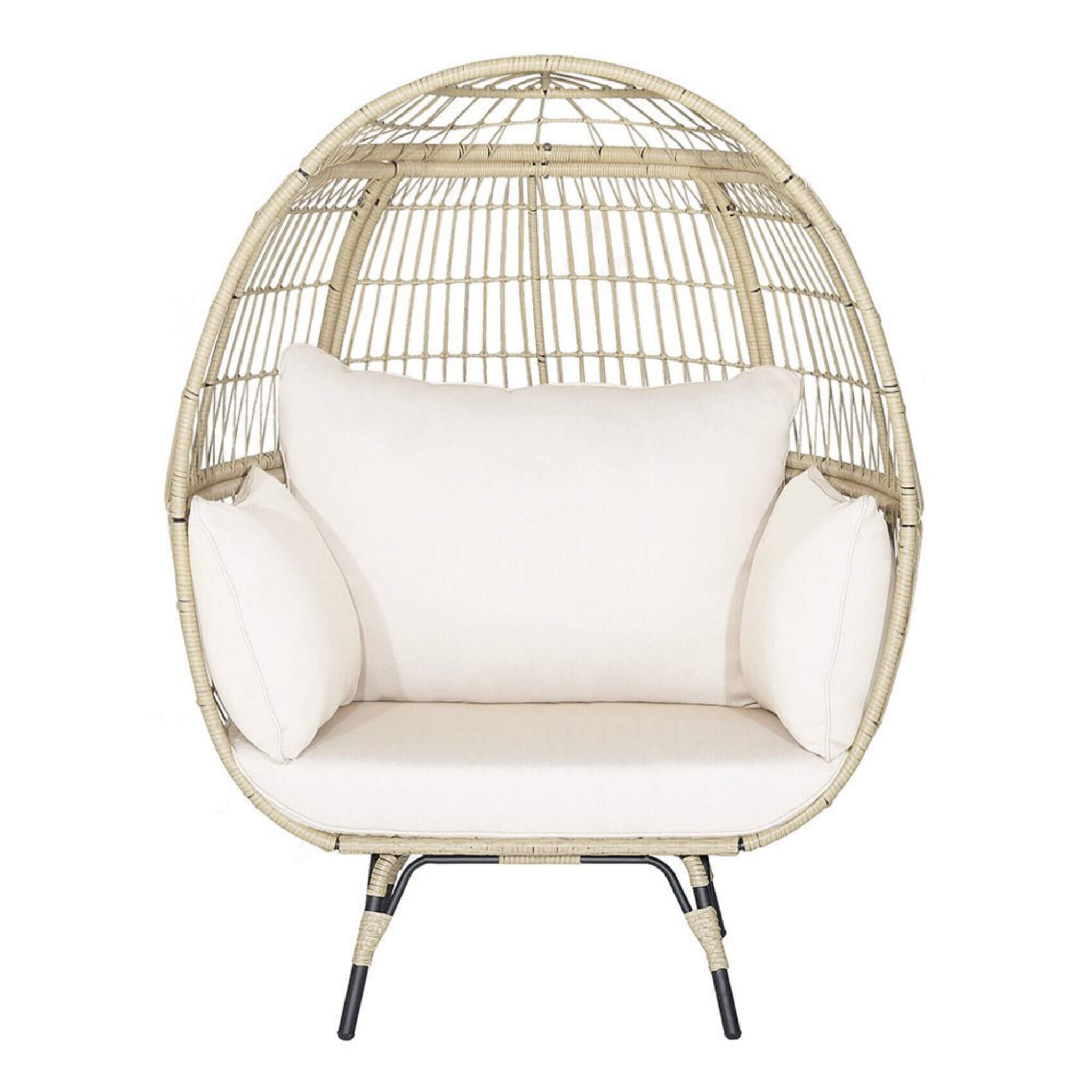 Alora Premium 57-Zoll großer Rattan-Terrassen-Eierlounge-Sessel mit Kissen (SAK91684)