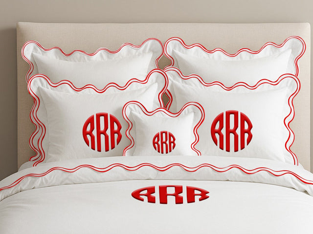 Monogram Cotton Luxurious Double Scallop Duvet Cover