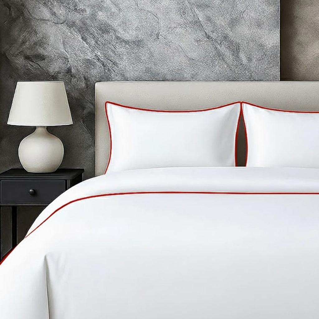 400 TC 100% Tencel Soft Silk Piping Duvet Cover Set