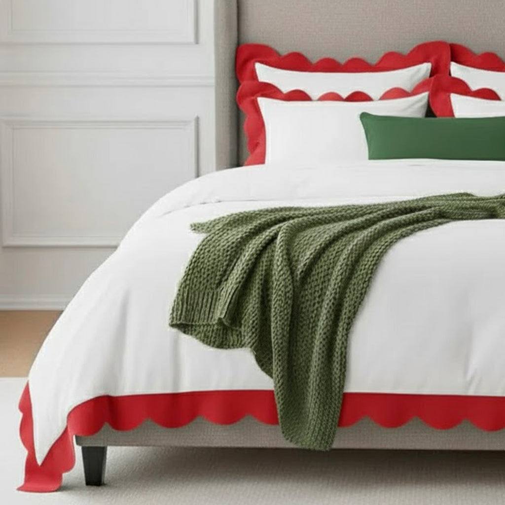 Wavy Applique Embroidery Cotton Duvet Cover Set