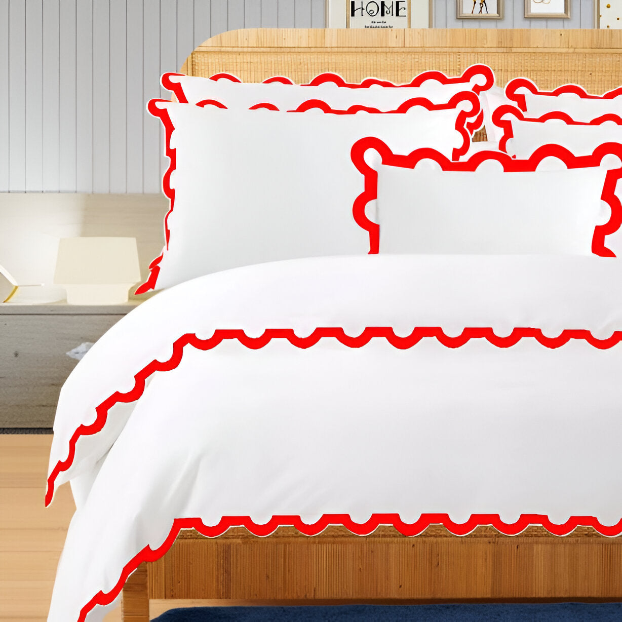 400TC U Shape Applique Embroidery Cotton Duvet Cover Set