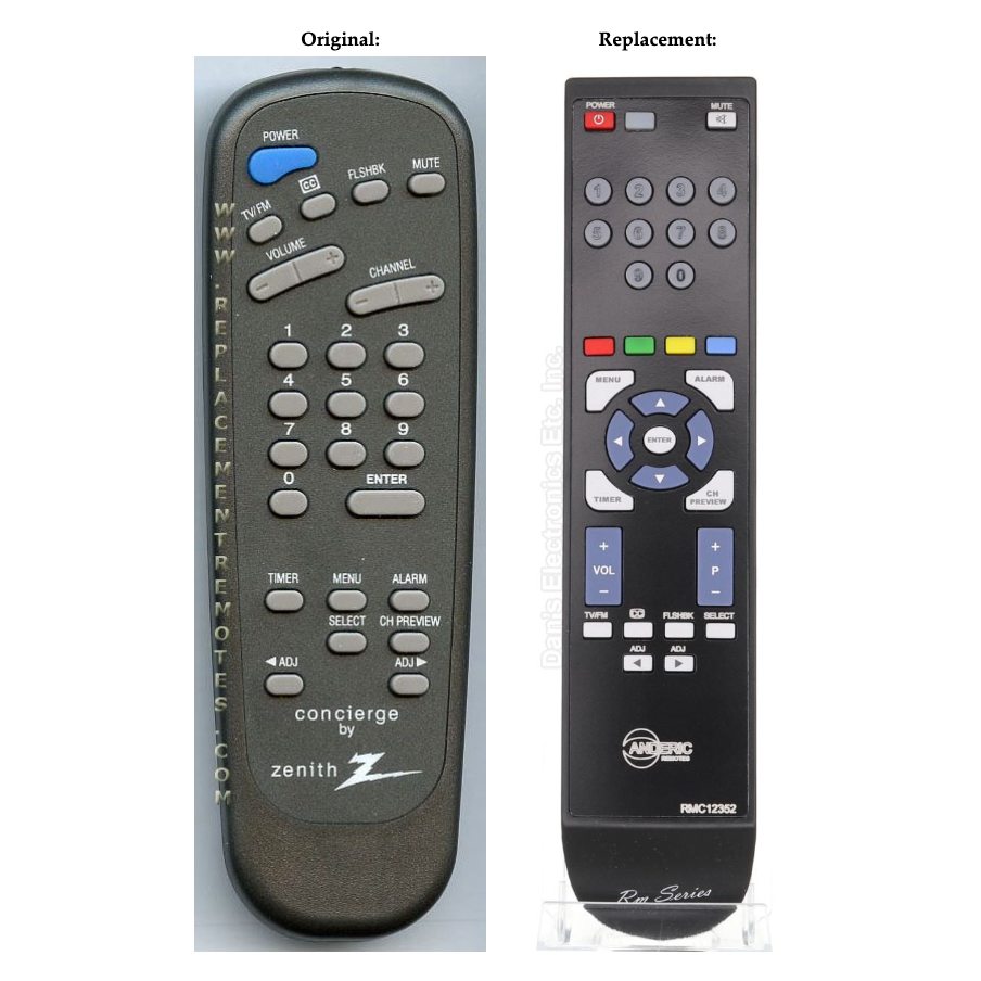 Anderic RMC12352 Replacement Master TV Remote Control for Zenith Commercial/Hospitality TVs