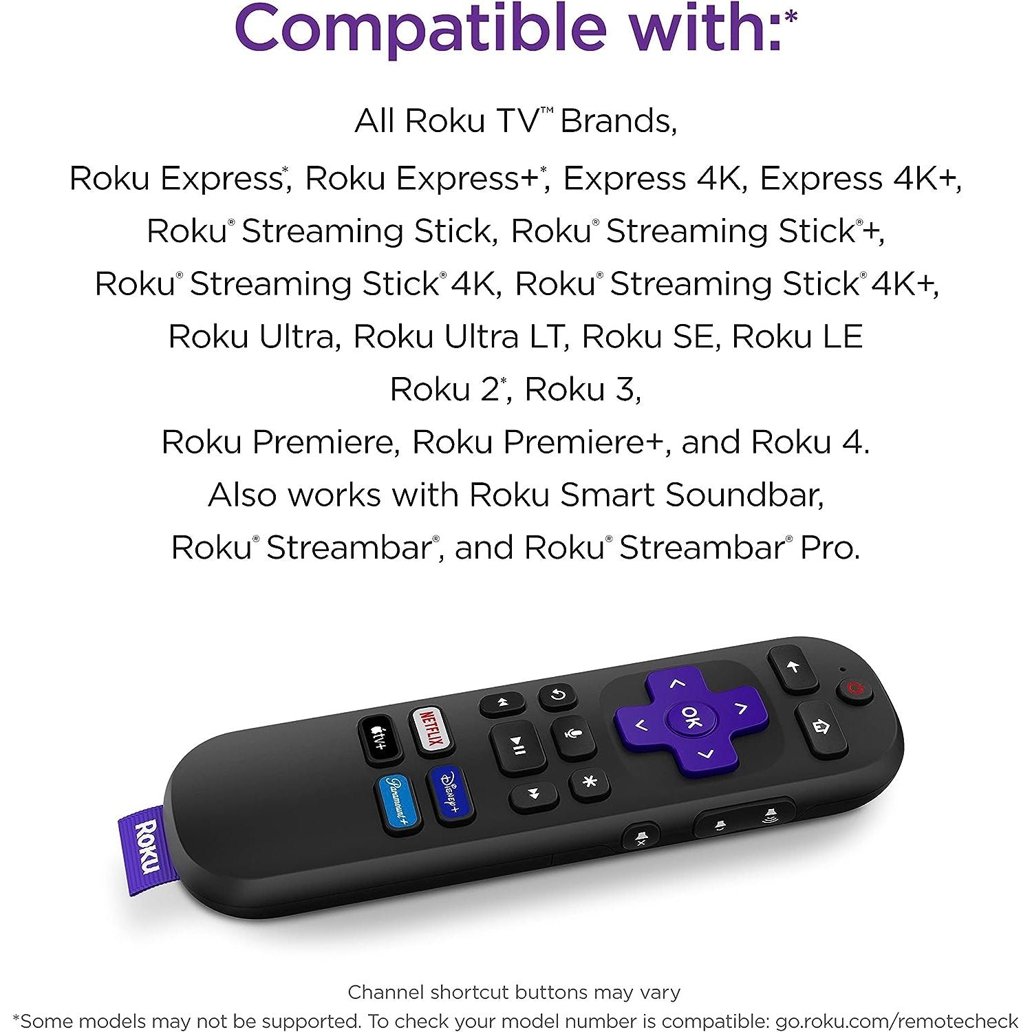Roku RC-FA1 Universal for Roku Streaming Stick and Roku TVs Voice Roku Streaming Remote Control