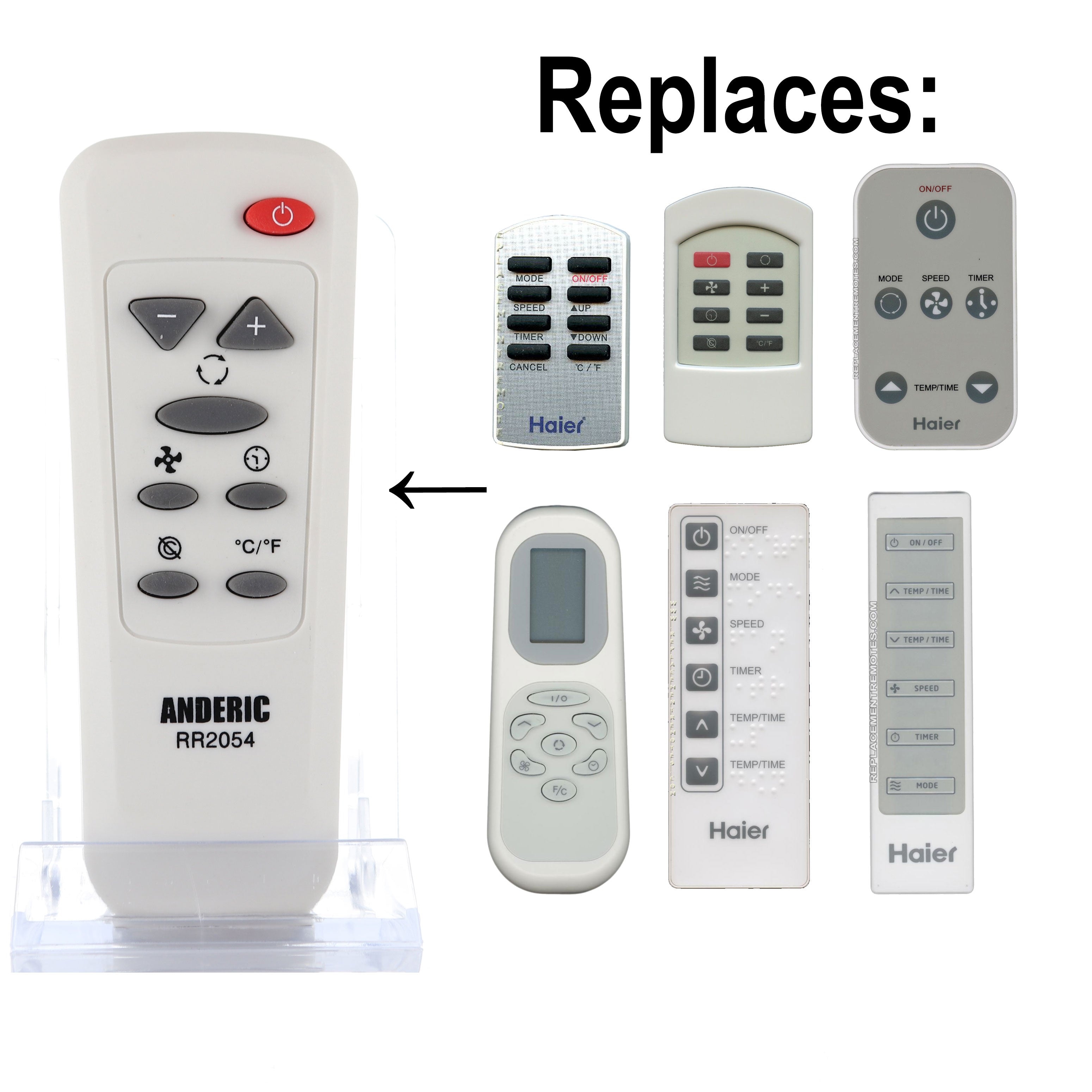 Anderic RR2054 Replacement A/C Air Conditioner Remote Control for Haier and Others | Portable | Window | Room - RR2054