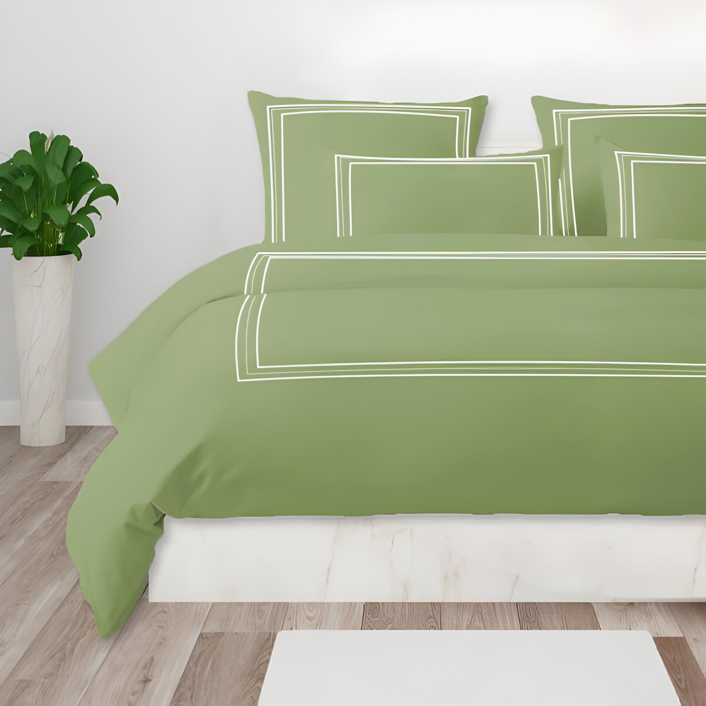 400TC Cotton Classic Luxurious Embroidery Sateen Solid Duvet Cover Set