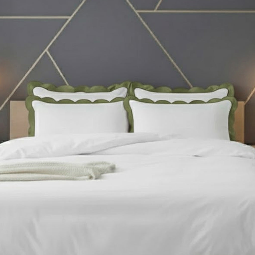 Scalloped & Wavy Applique Embroidery Cotton Duvet Cover Set