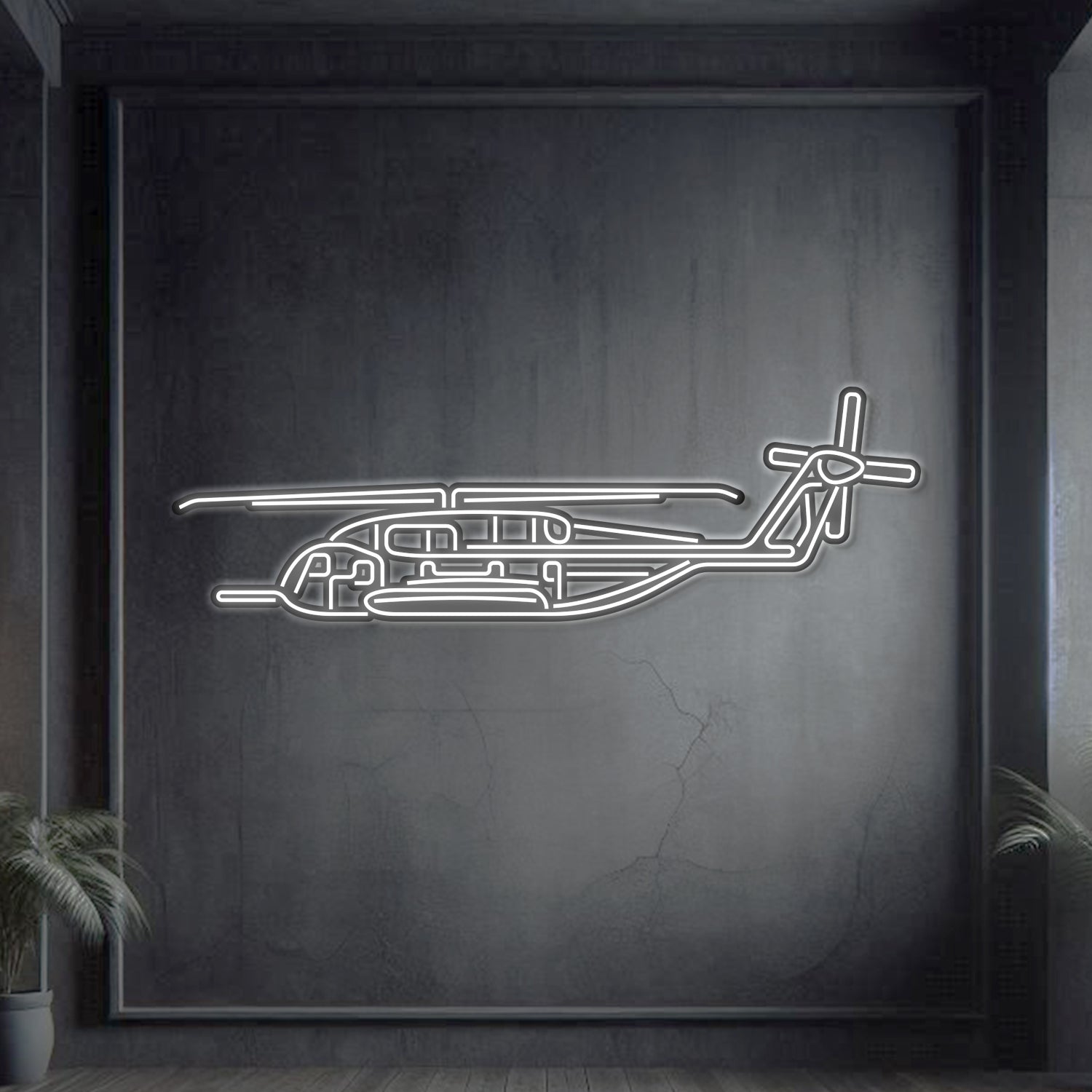 CH-53E Super Stallion Metall-Neon-Flugzeug-Wandkunst - NCN0022