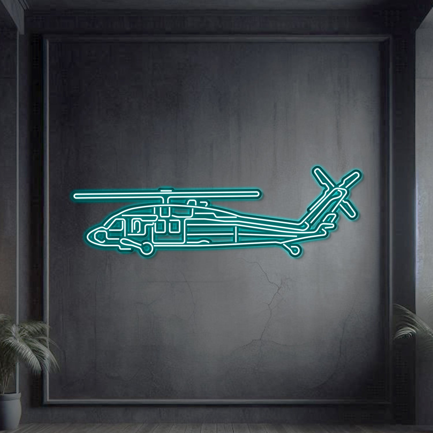 UH-60 Black Hawk Metall-Neon-Flugzeug-Wandkunst - NCN0067