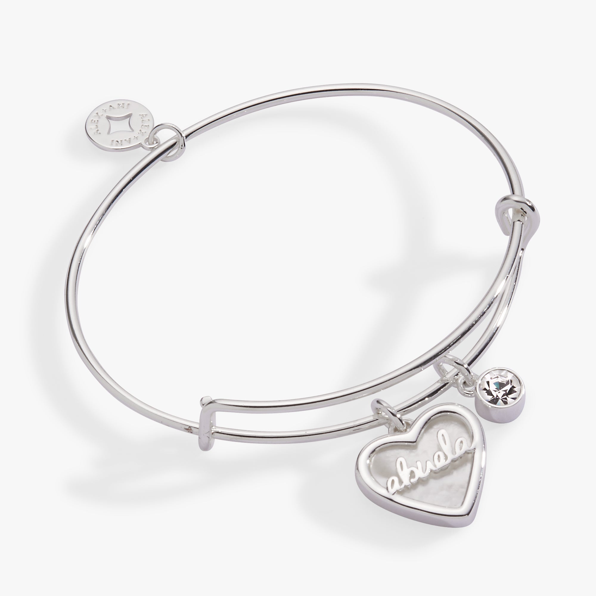 Abuela Mother of Pearl Heart Charm Bangle