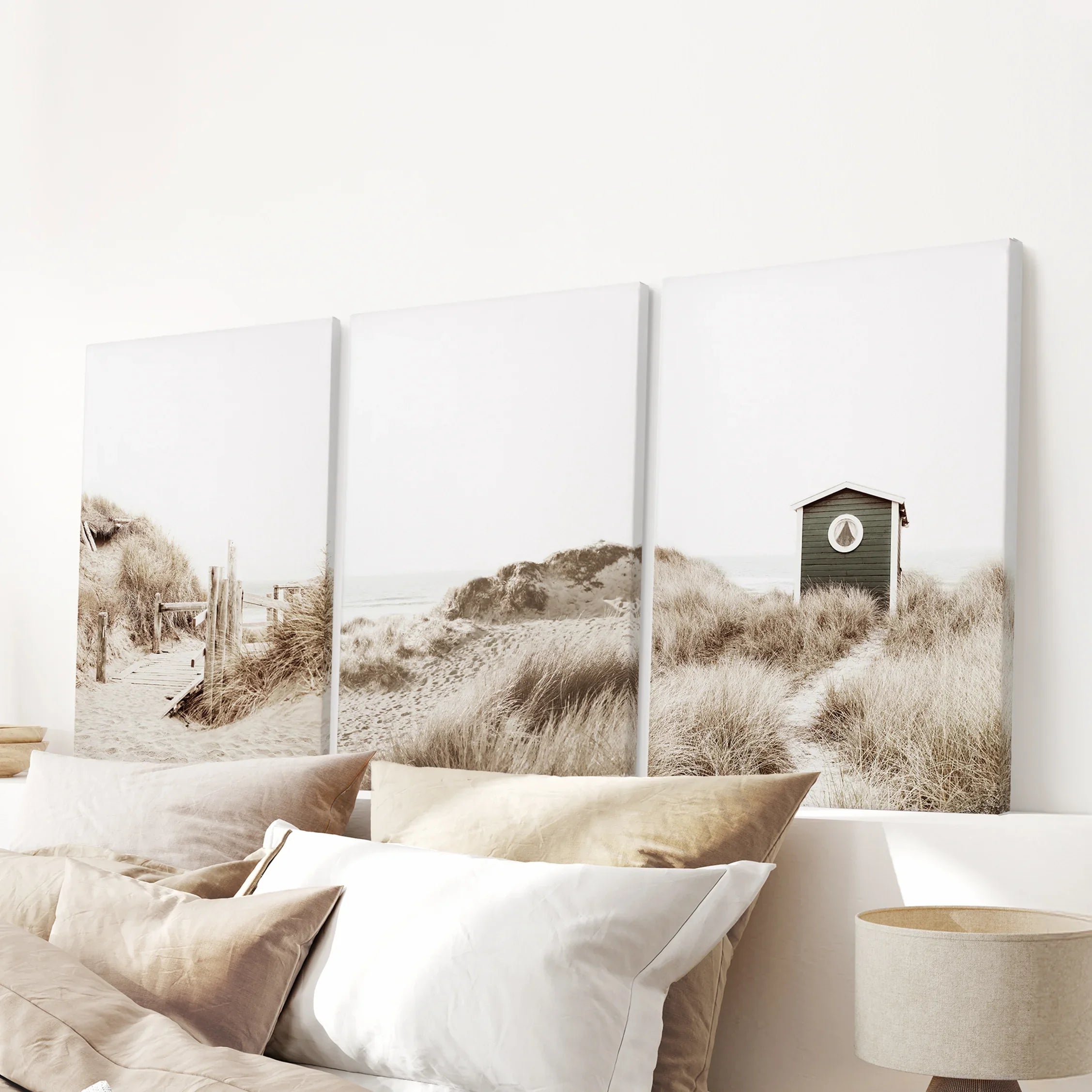 Minimalist Coastal Gallery Wall. Beige Beach Decor Set