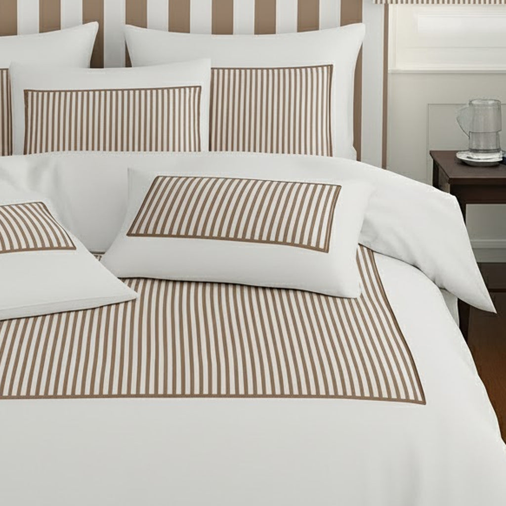 Classic Applique Ticking Stripe Cotton Duvet Cover Set
