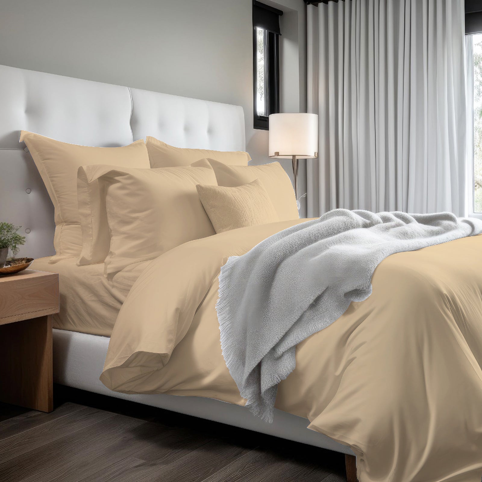 400TC Cotton Sateen Solid Duvet Cover Set