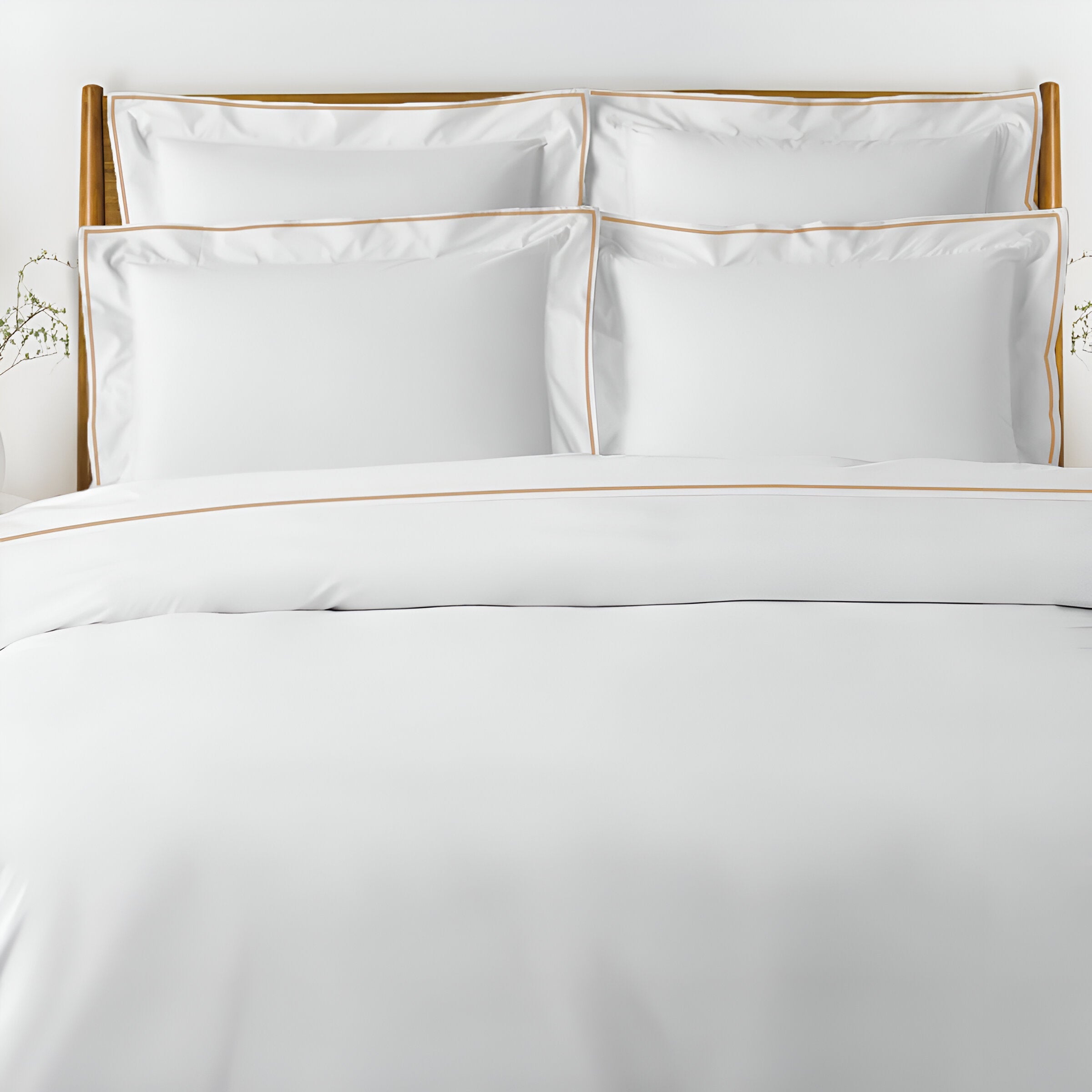 400TC Embroidery Cotton Sateen Solid Duvet Cover Set