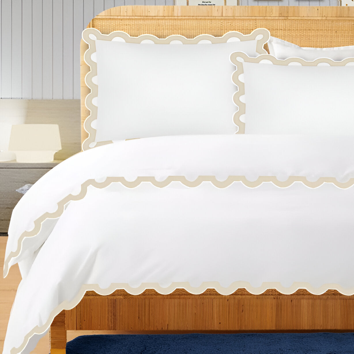 400TC U Shape Applique Embroidery Cotton Duvet Cover Set