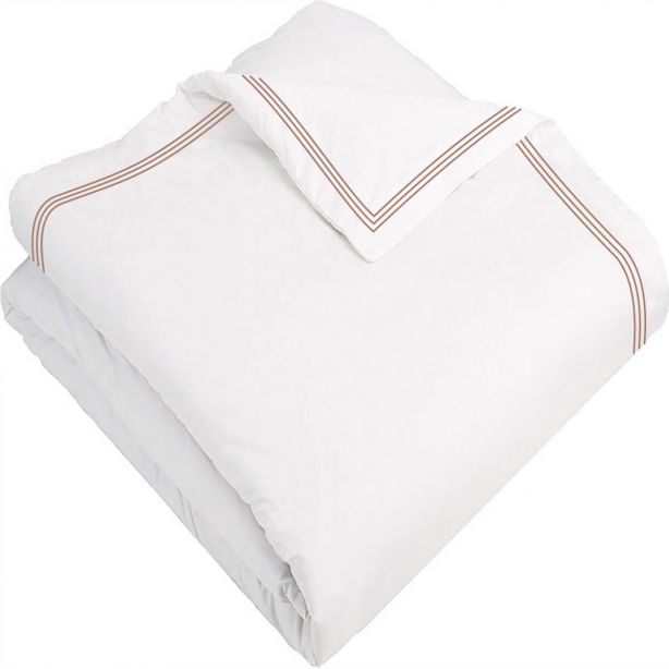 400TC Cotton Triple Edge Embroidery Sateen Solid Duvet Cover Set