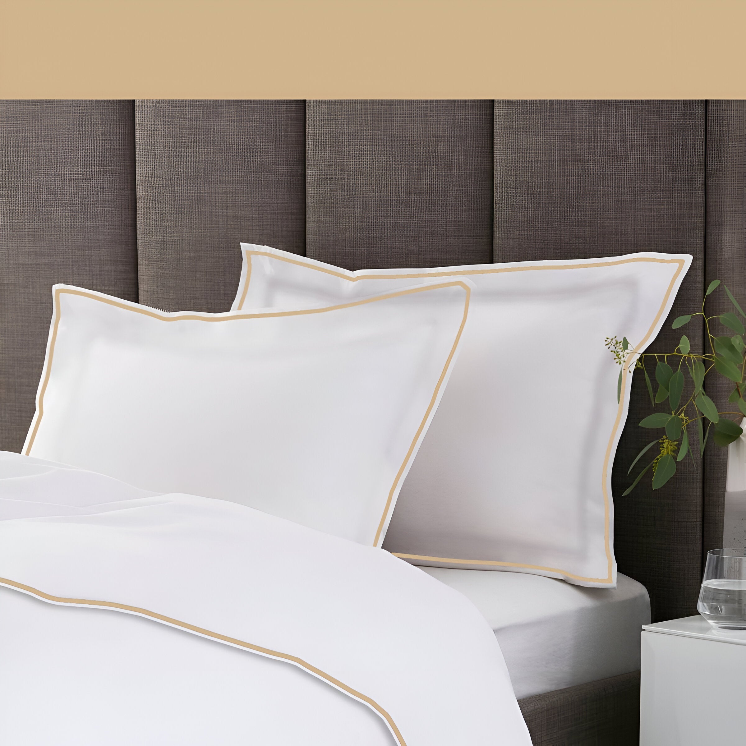 400TC Embroidery Cotton Sateen Solid Duvet Cover Set