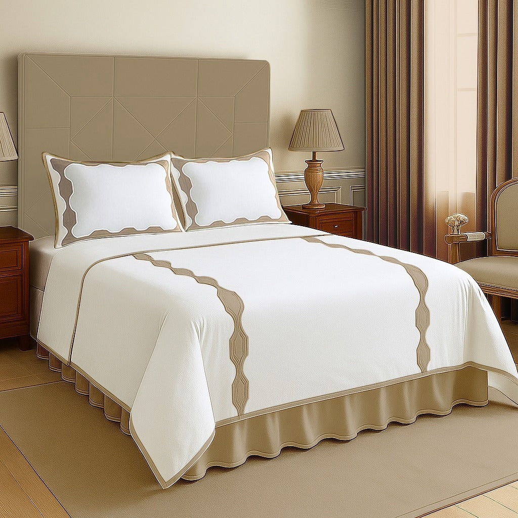 Hexagonal Applique Border Cotton Duvet Cover Set