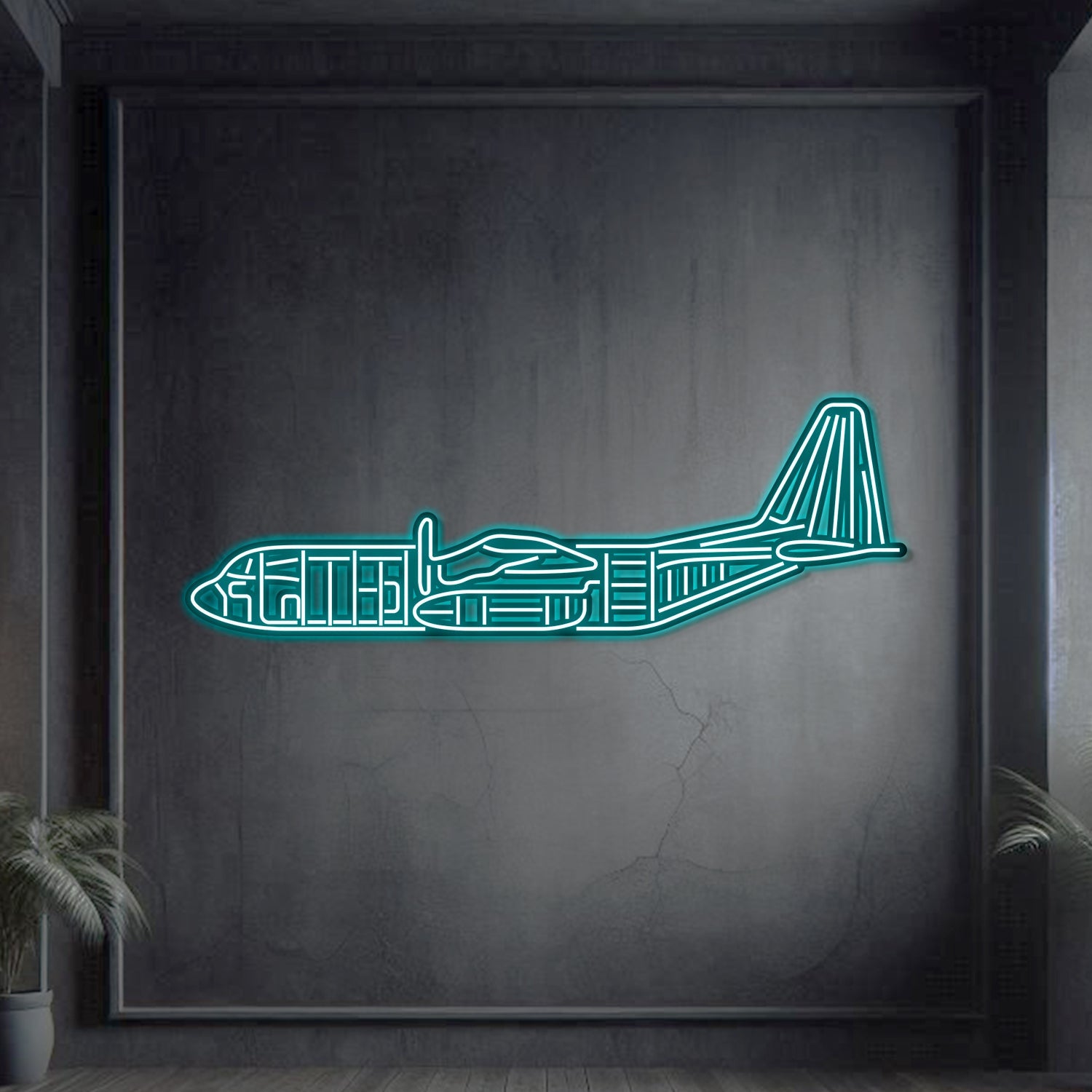 C-130 Metall-Neonflugzeug Wandkunst - NCN0019