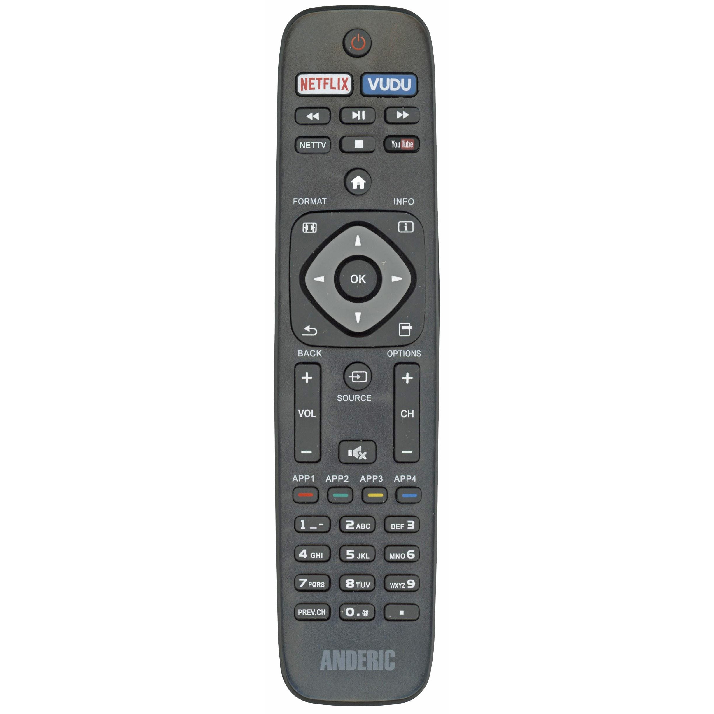 Anderic URMT41JHG003 Replacement Smart TV Remote Control for Philips NH500UP, URMT41JHG012, URMT41JHG006, and more