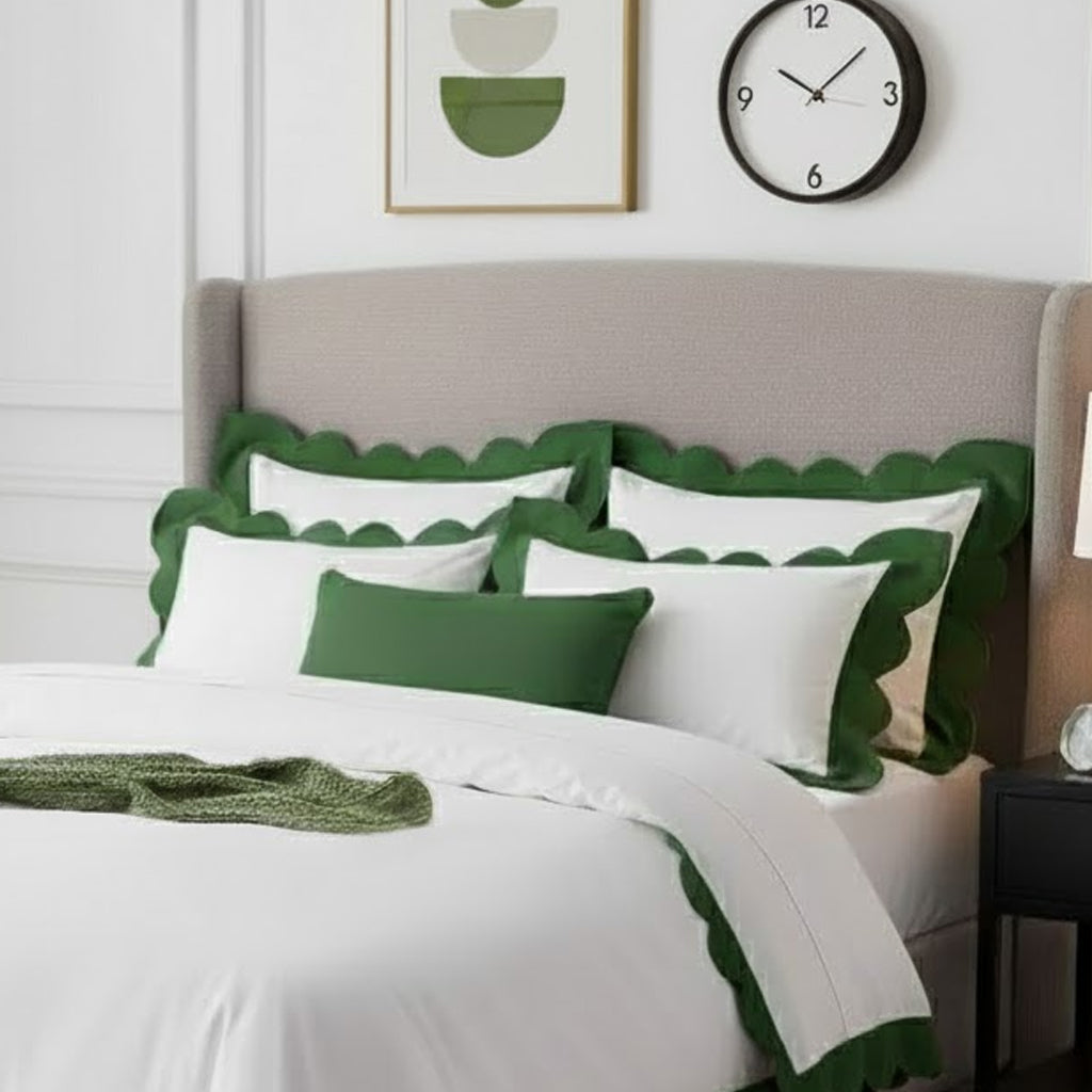 Wavy Applique Embroidery Cotton Duvet Cover Set