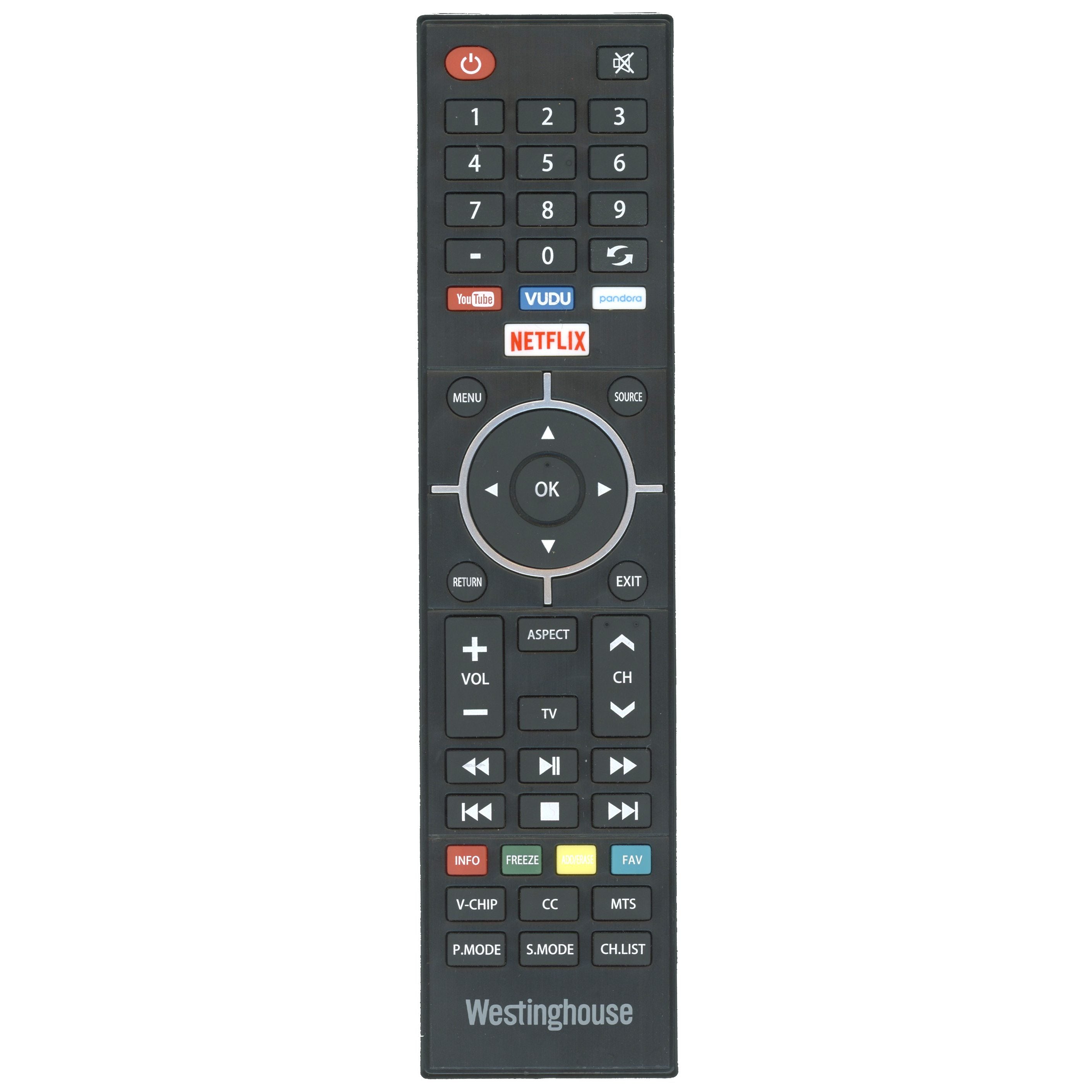 Westinghouse UB4417REM TV Remote Control | IR | Youtube | Vudu | Pandora | Netflix - UB4417REM
