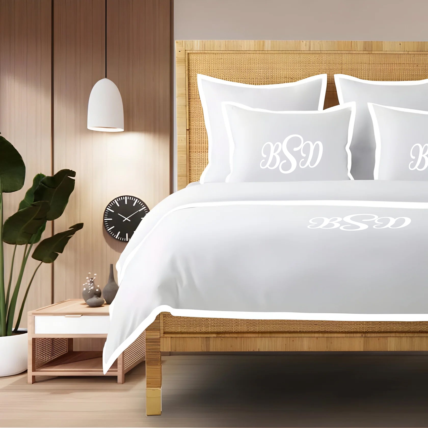 Monogram 400TC Cotton Sateen Edge Border Frame Duvet Cover set