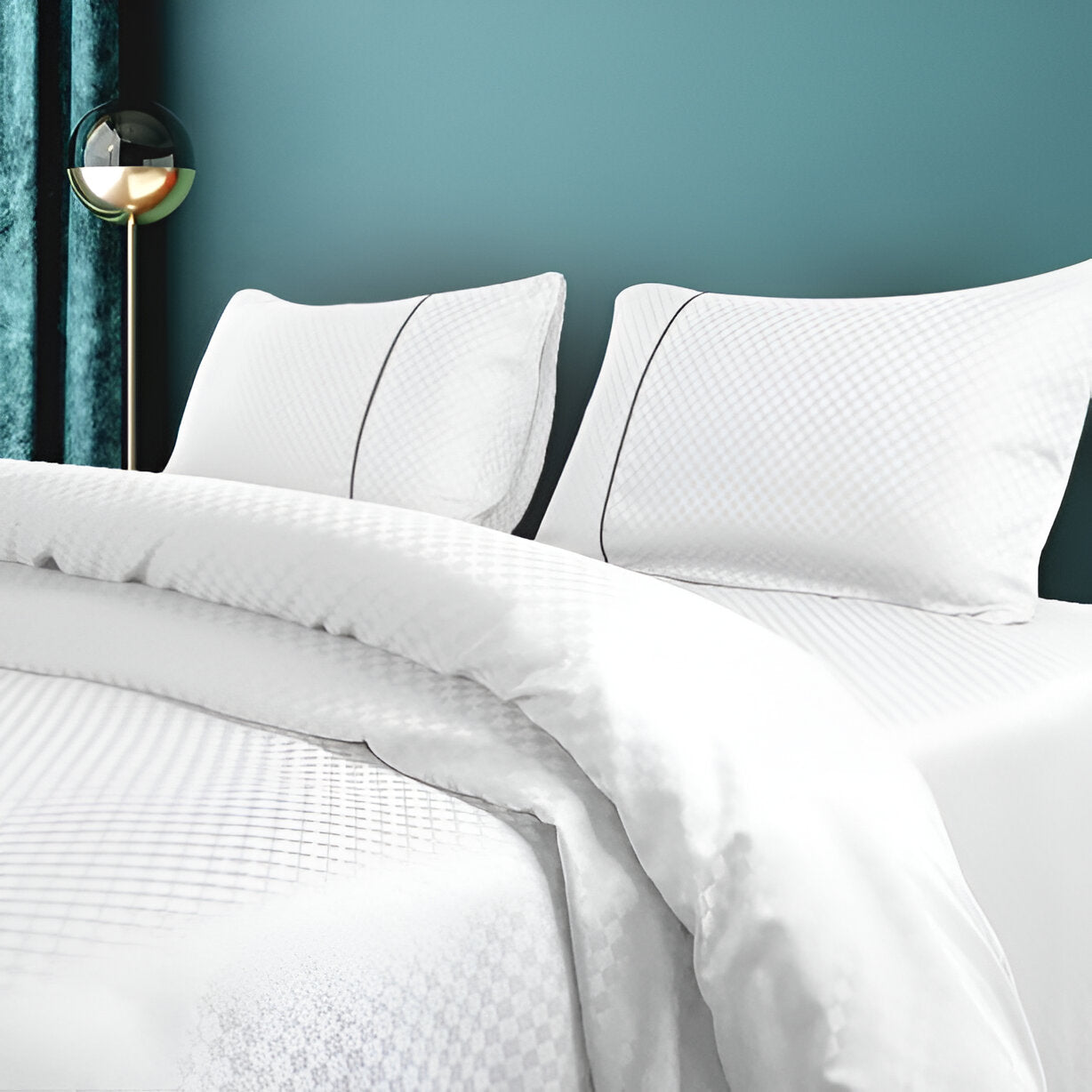 400TC Microcheck Duvet Cover Set