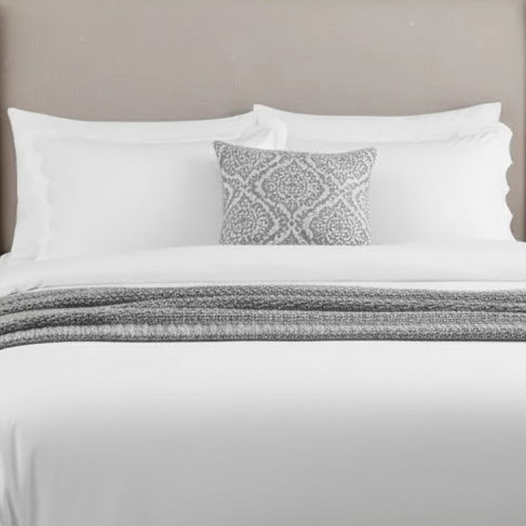 Reverse Scalloped Applique Embroidery Cotton Duvet Cover Set