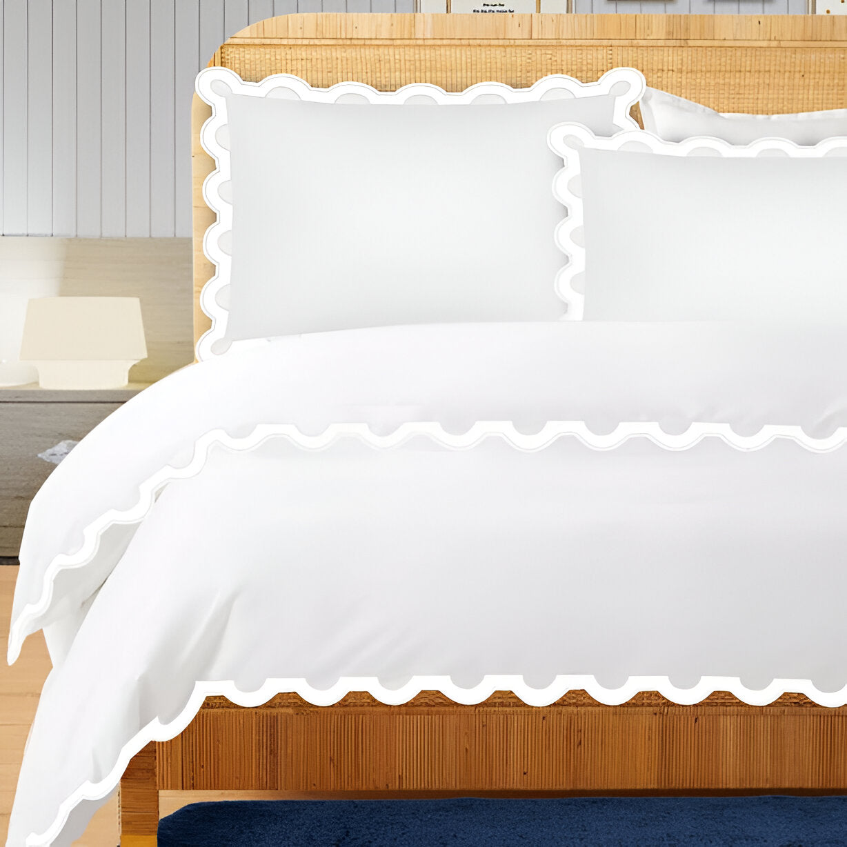 400TC U Shape Applique Embroidery Cotton Duvet Cover Set