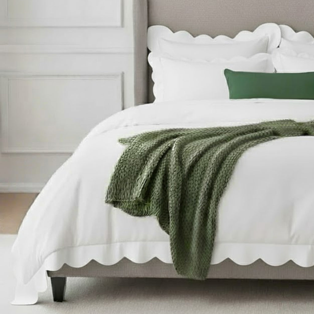 Wavy Applique Embroidery Cotton Duvet Cover Set