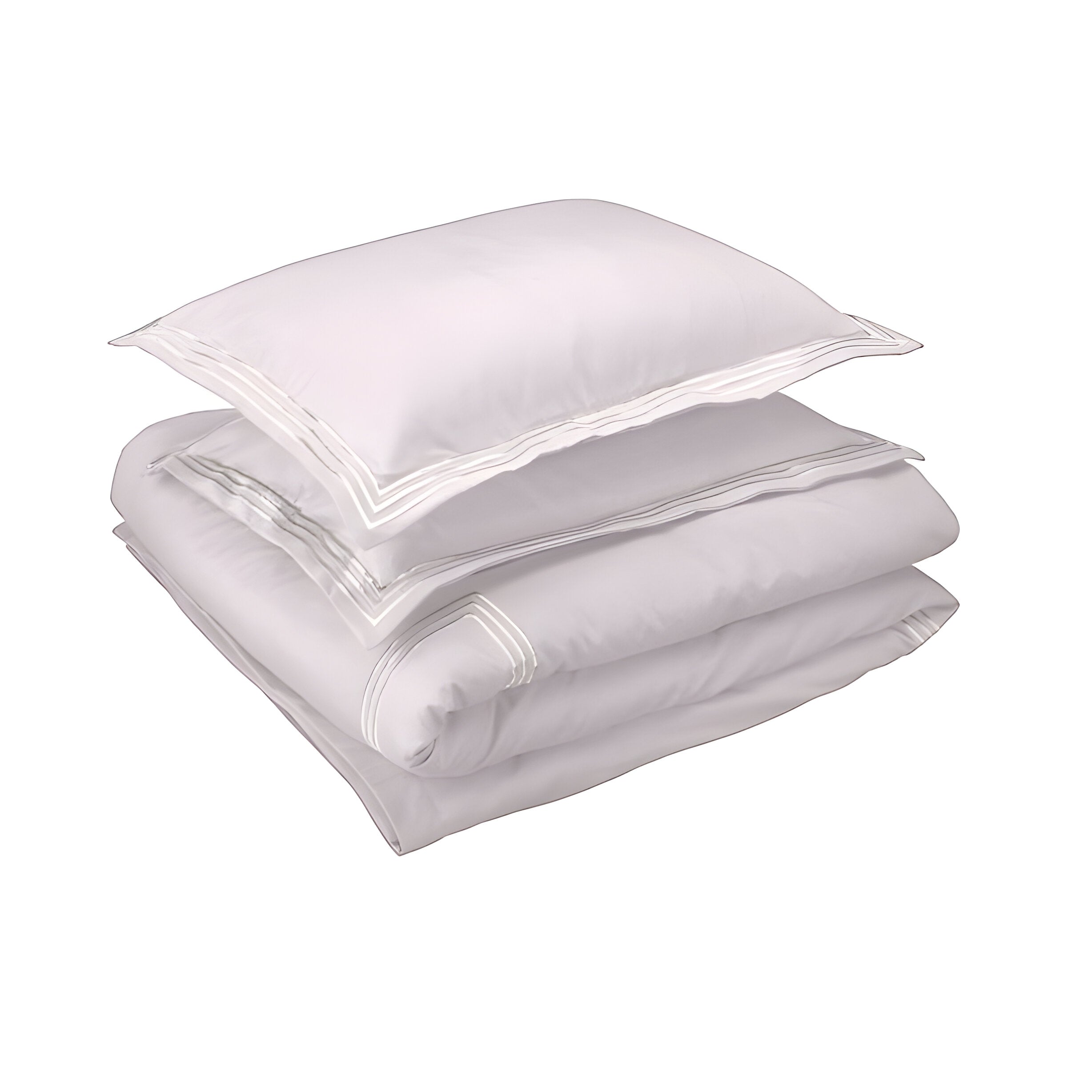 400TC Cotton Luxurious Triple Embroidery Sateen Solid Duvet Cover Set