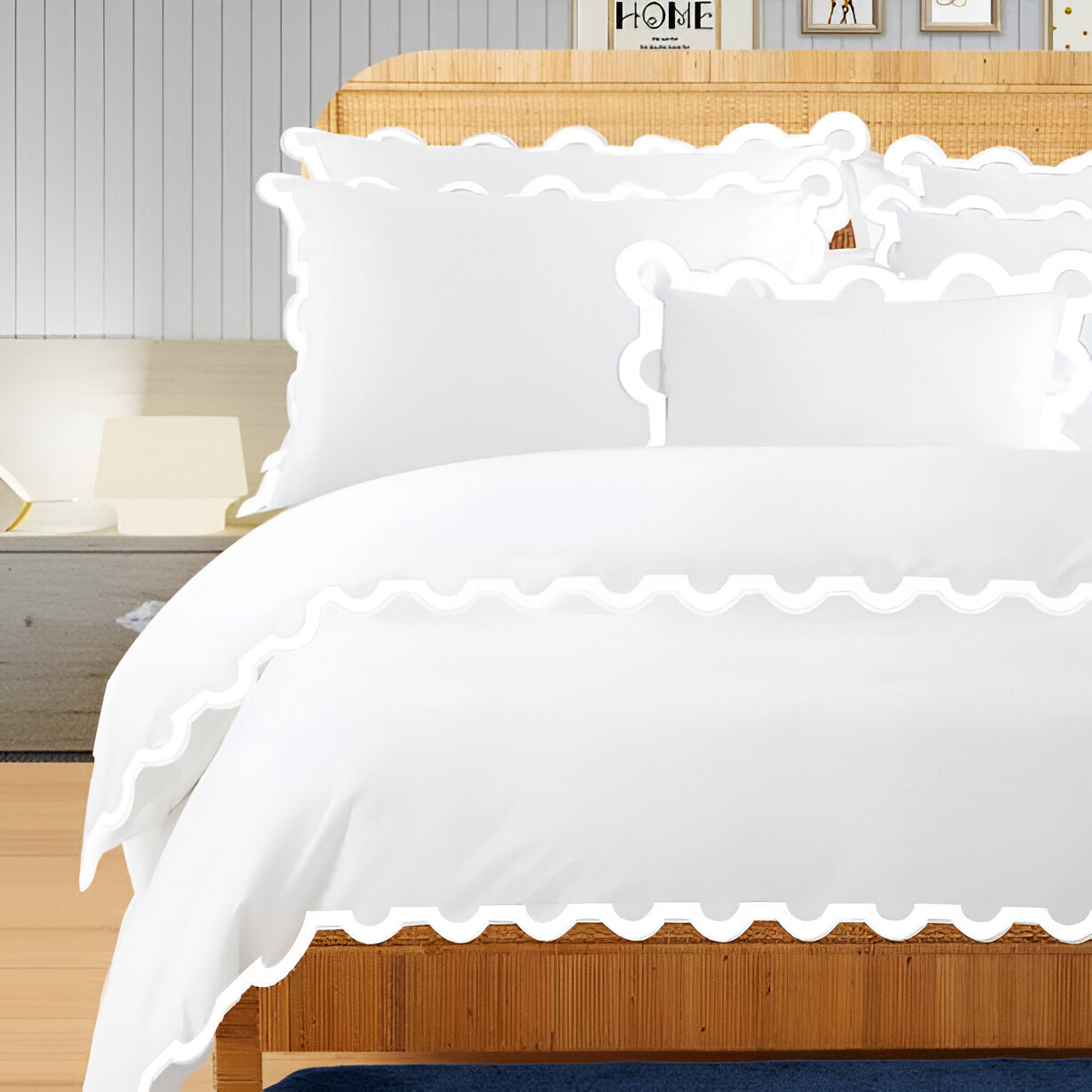 400TC U Shape Applique Embroidery Cotton Duvet Cover Set