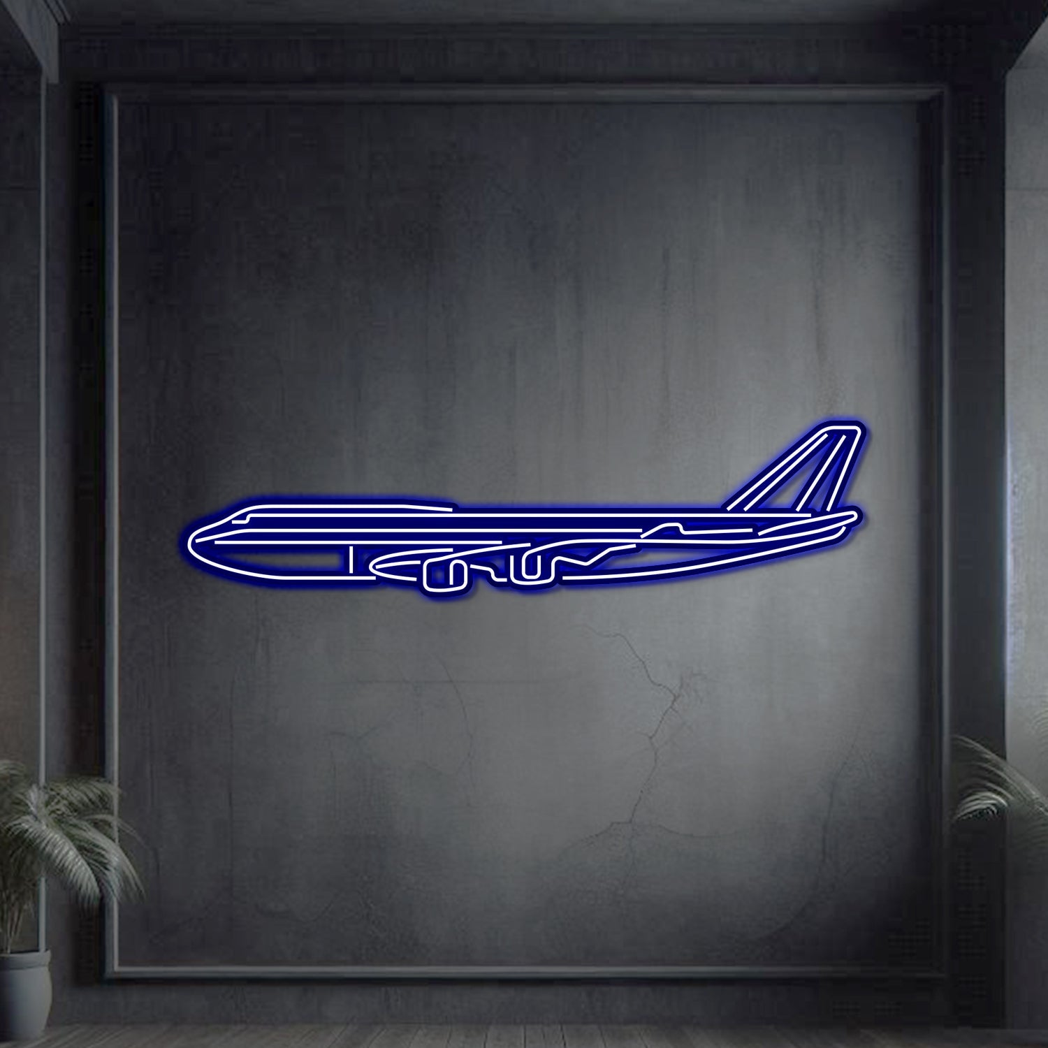 747-800 Metall-Neon-Flugzeug-Wandkunst - NCN0004