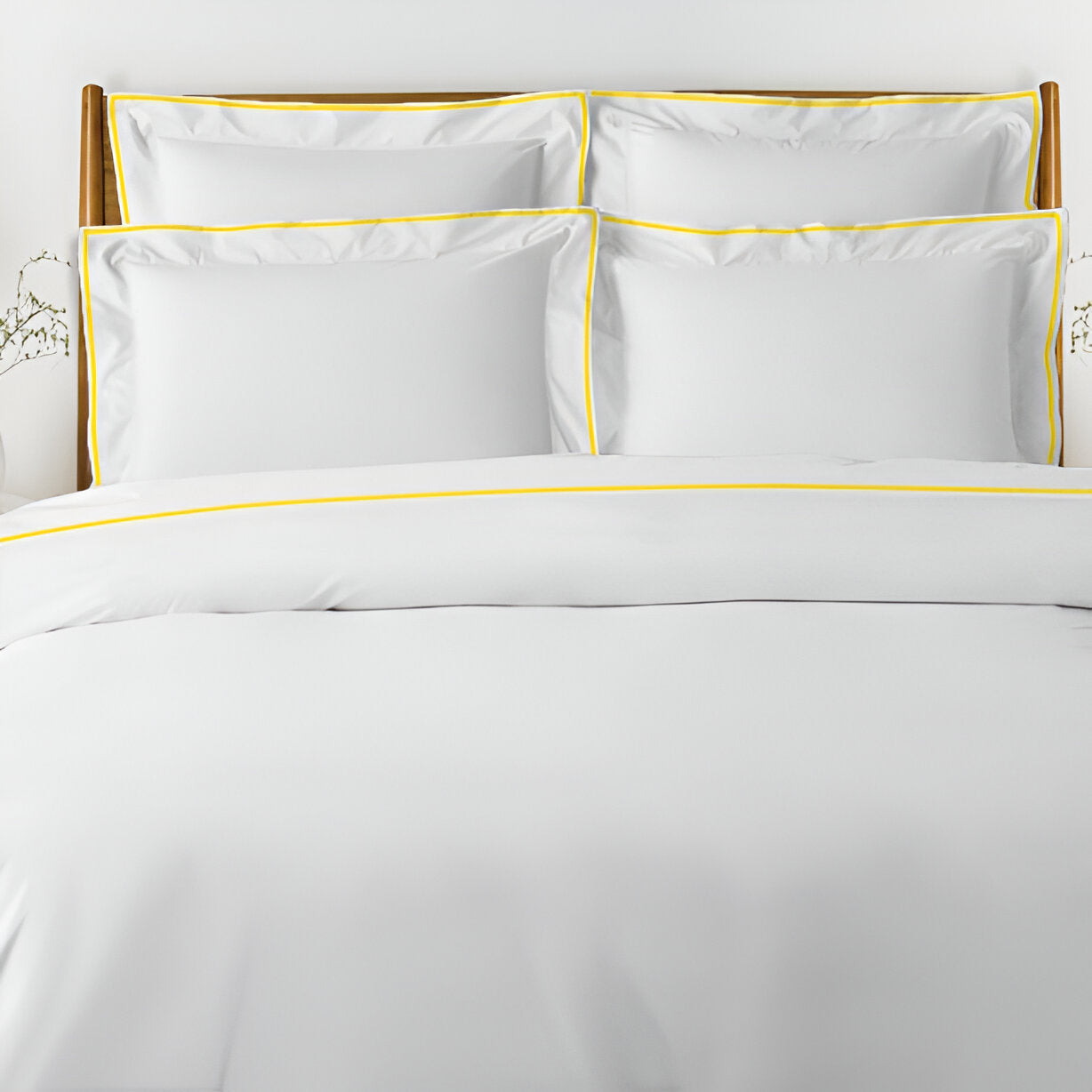 400TC Embroidery Cotton Sateen Solid Duvet Cover Set
