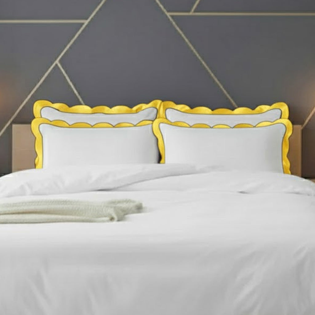 Scalloped & Wavy Applique Embroidery Cotton Duvet Cover Set