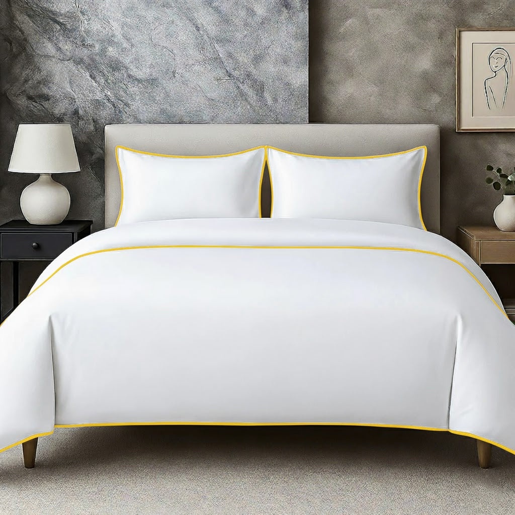 400 TC 100% Tencel Soft Silk Piping Duvet Cover Set