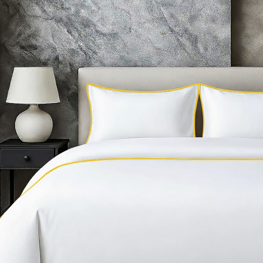 400 TC 100% Tencel Soft Silk Piping Duvet Cover Set