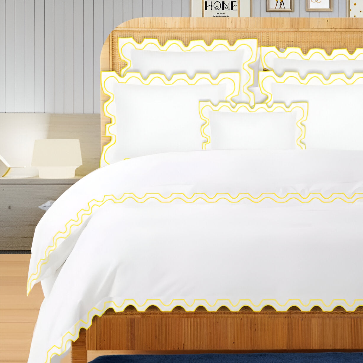 400TC Zig & Zag U Shape Embroidery Cotton Duvet Cover Set