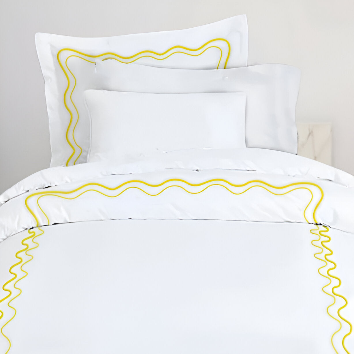 Double Wavy Embroidered Cotton Duvet Cover Set