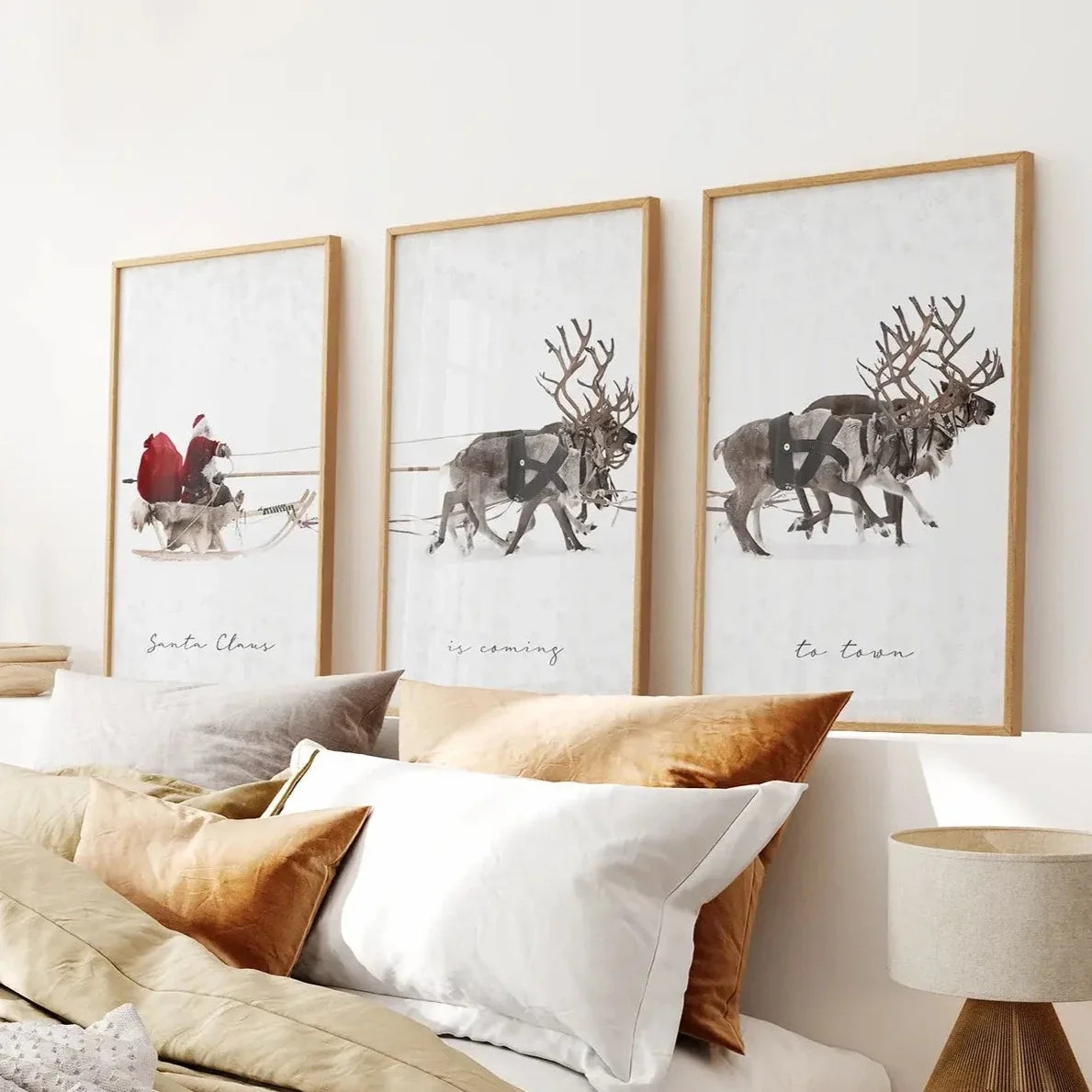 Weihnachten Weihnachtsmann mit Schlitten Kunstset