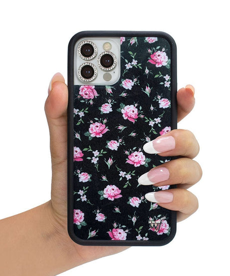 Black and Pink Floral iPhone Case