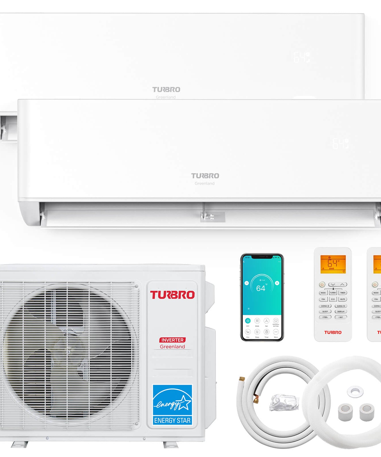 Greenland 18,000 BTU Dual Zone (2) Mini Split AC (R454B)
