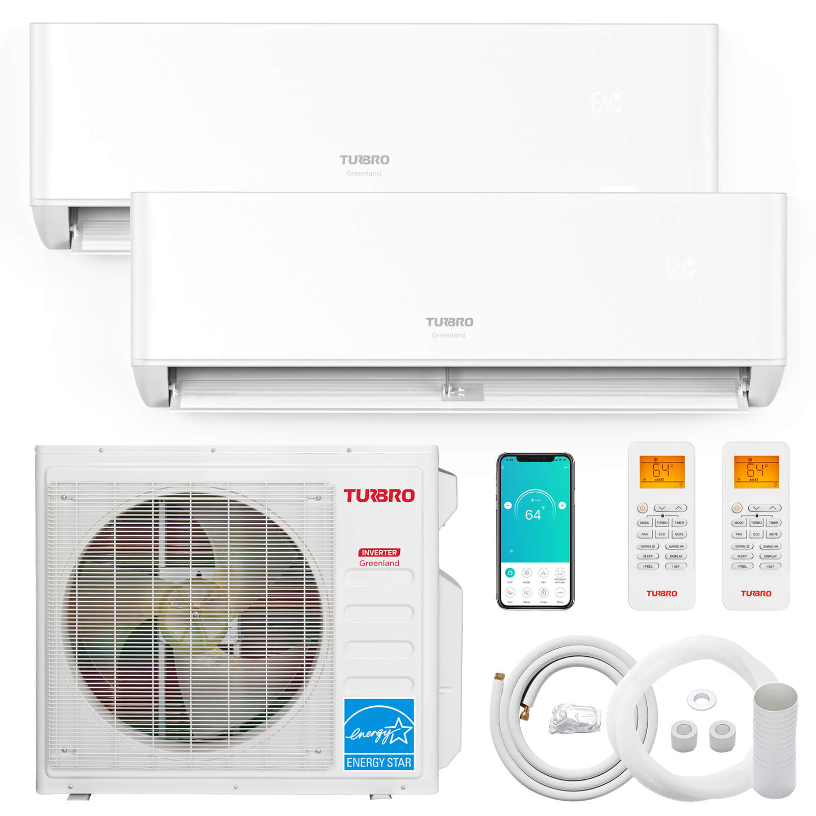 Greenland 27,000 BTU Dual Zone (2) Mini Split AC (R454B)