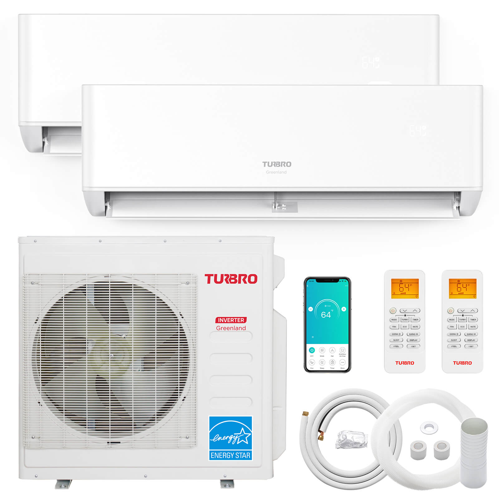Greenland 42,000 BTU Dual Zone (2) Mini Split AC (R454B)