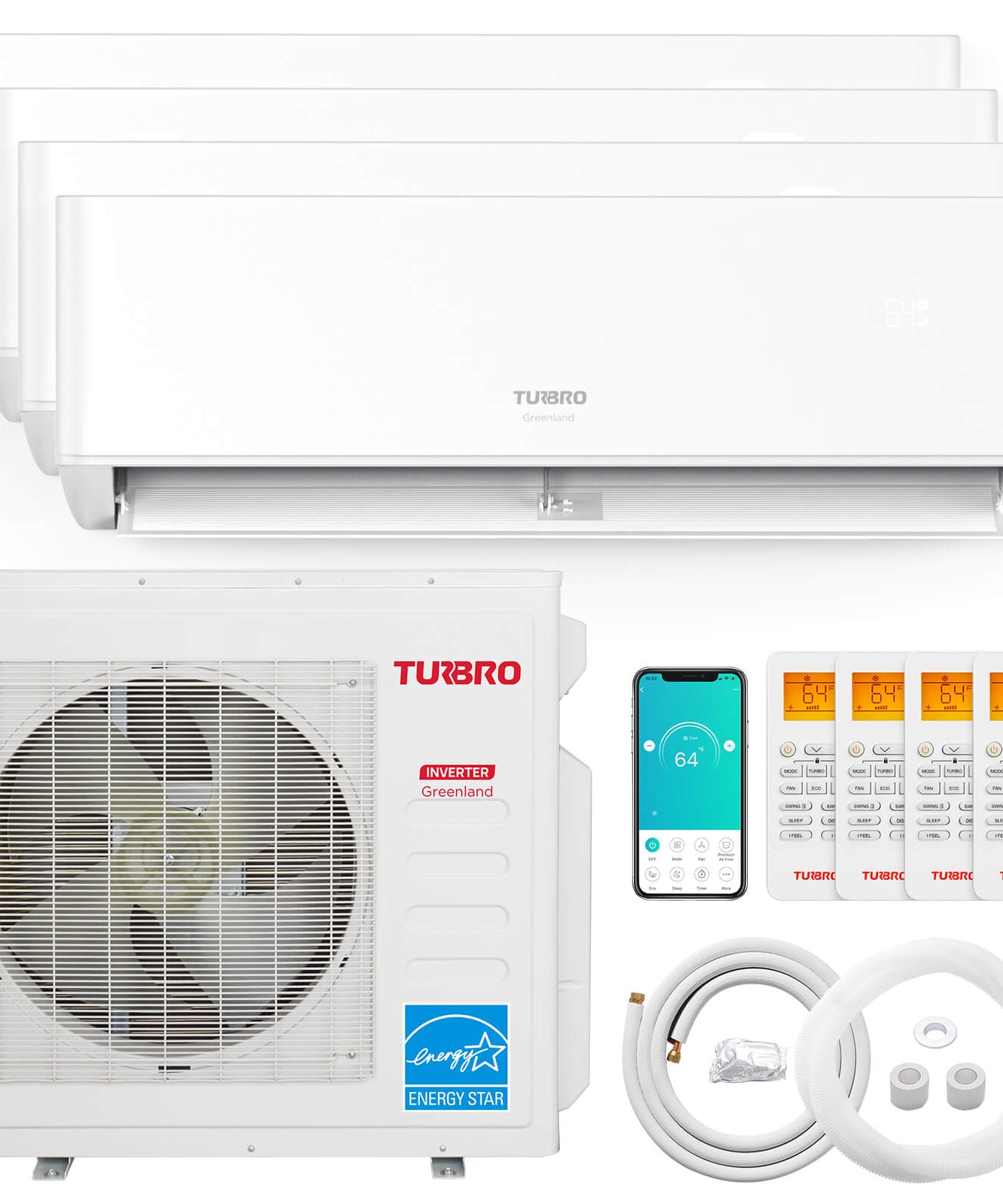 Greenland 36,000 BTU Quad-Zone (4) Mini Split AC (R454B)