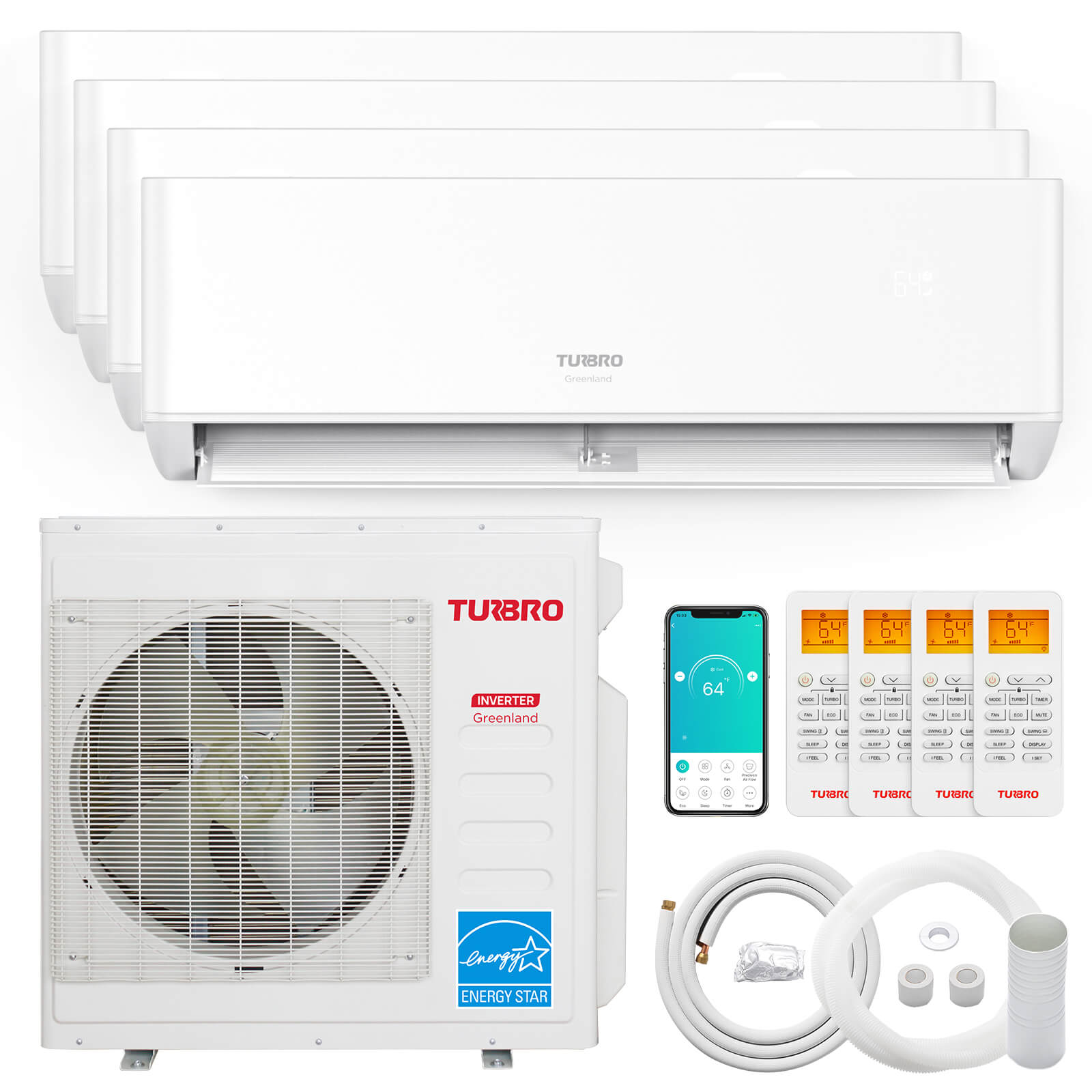 Greenland 36,000 BTU Quad-Zone (4) Mini Split AC (R454B)