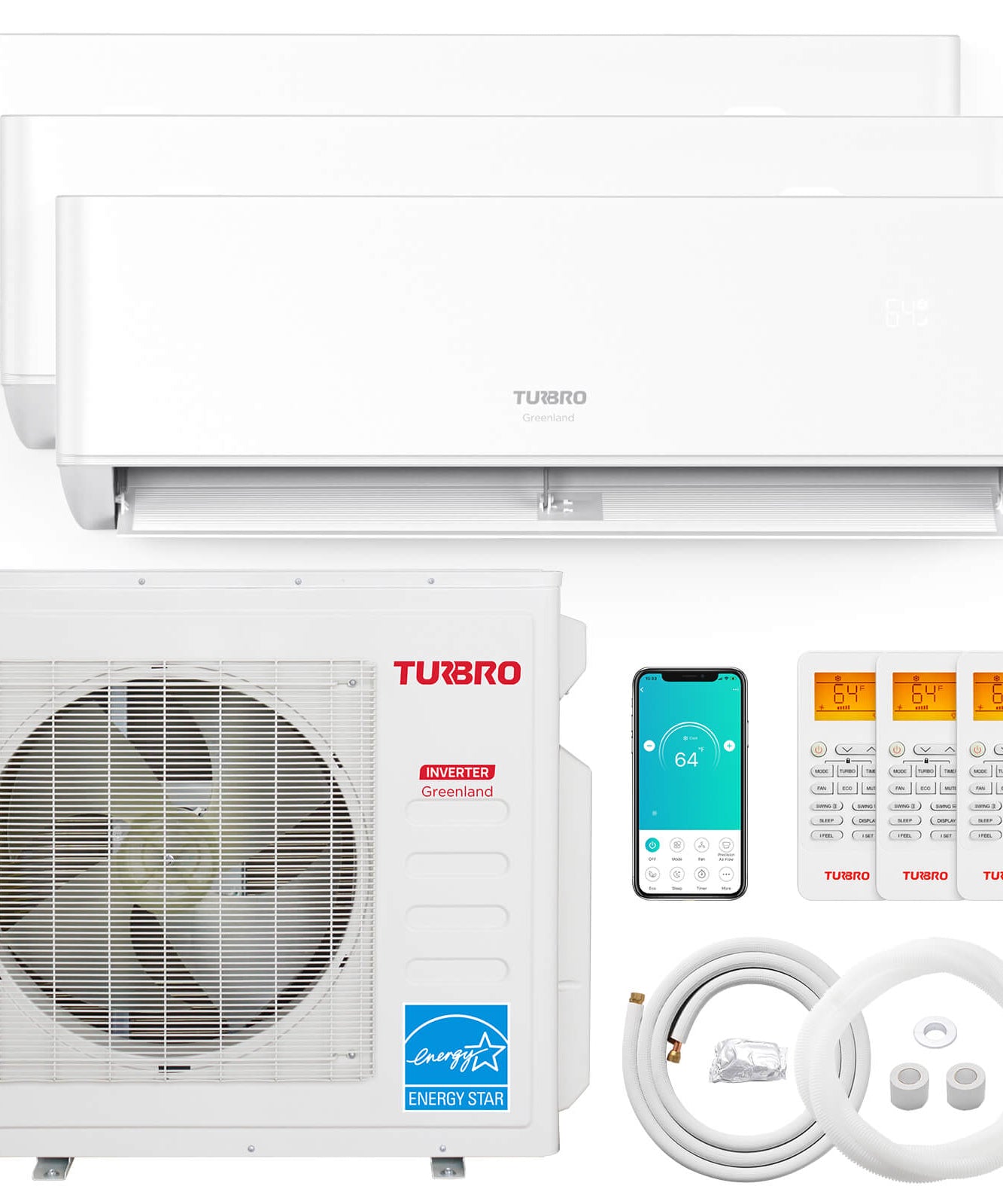 Greenland 36,000 BTU Tri-Zone (3) Mini Split AC (R454B)