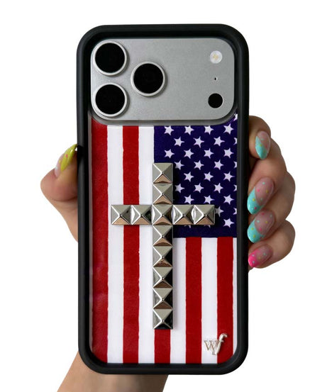 Stud Cross American Flag iPhone Case
