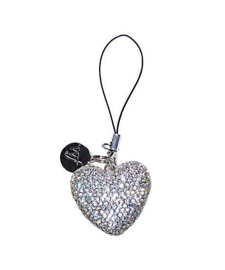 Rhinestone Heart Charm | White