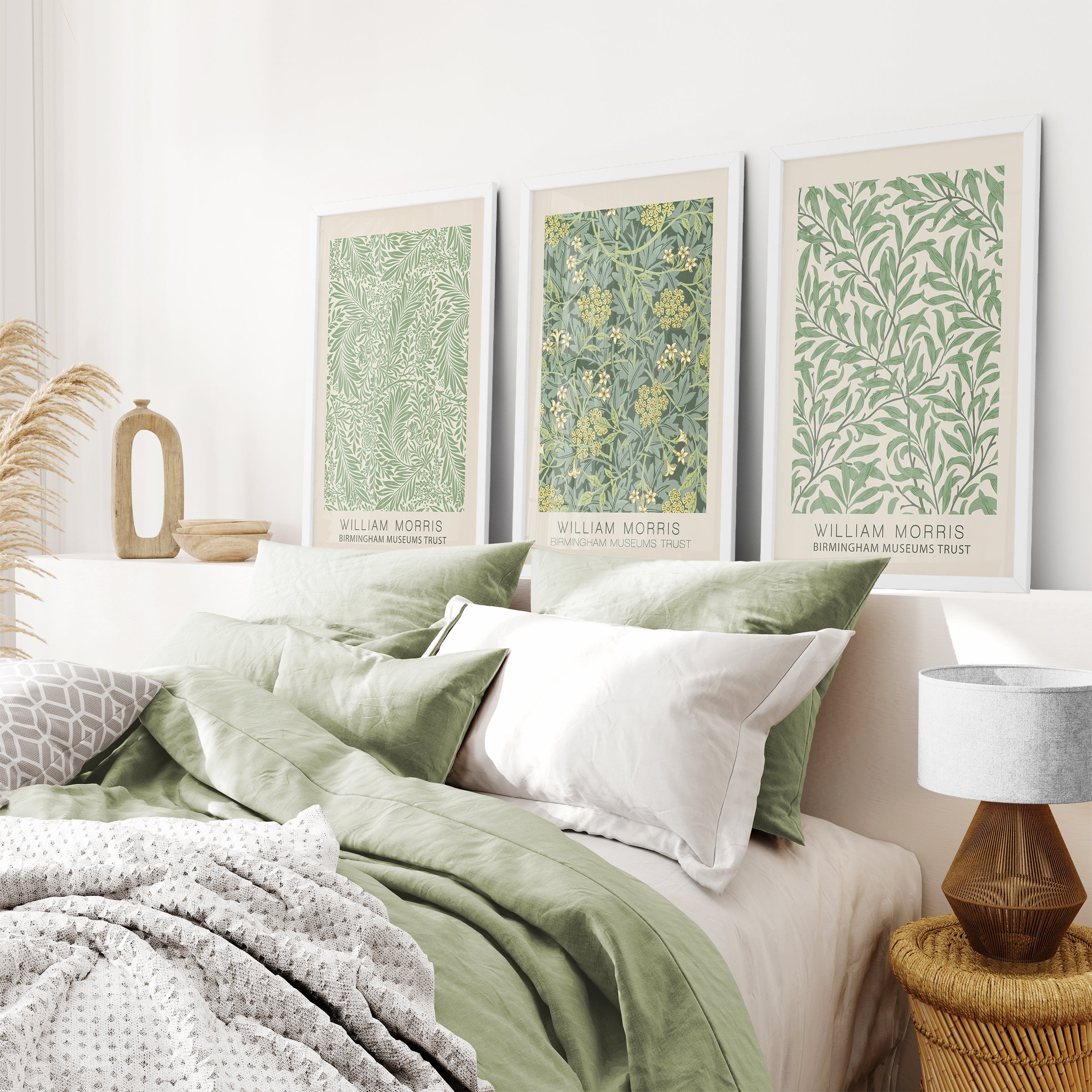 3-teiliges William Morris Wandbild-Set. Stil: Greenery Ausstellung